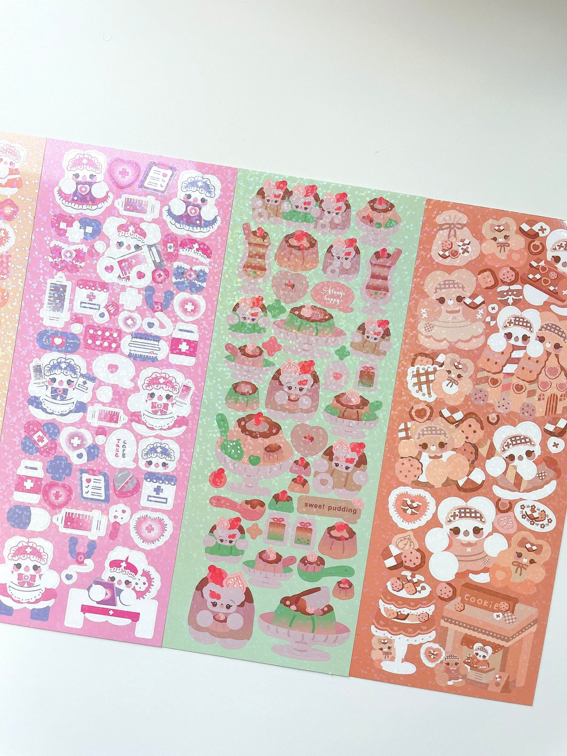 Kawaii bunny deco sticker, scrapbooking, planner, journal deco stickers